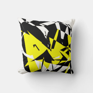 Funky Abstract Zwart Geel Patroon Kussen Cushion