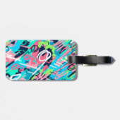Funky Abstracte Art Bagagelabel (Achterkant horizontaal)