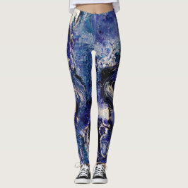 Funky Abstracte Art Leggings - Blauw & wit