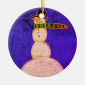 Funky Abstracte Art Snowman Keramisch Ornament (Voorkant)