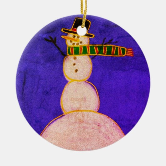 Funky Abstracte Art Snowman Keramisch Ornament (Voorkant)
