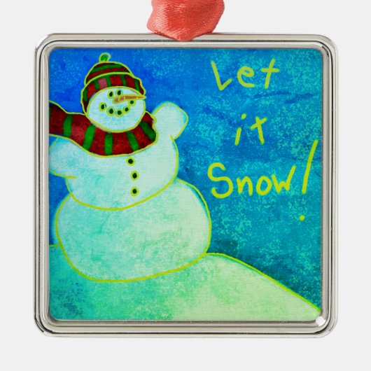 Funky Abstracte Art Snowman Metalen Ornament (Voorkant)