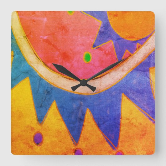 Funky Abstracte Art Vierkante Klok (Voorkant)