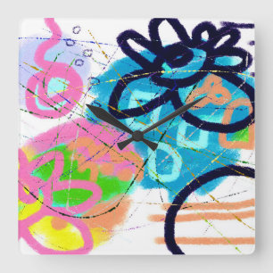 Funky Abstracte Art Vierkante Klok