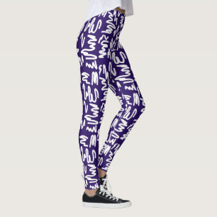 Funky Abstracte Art White Blue Leggings