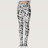 Funky Abstracte Art White Grey Leggings (Voorkant)