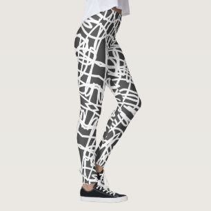 Funky Abstracte Art White Grey Leggings
