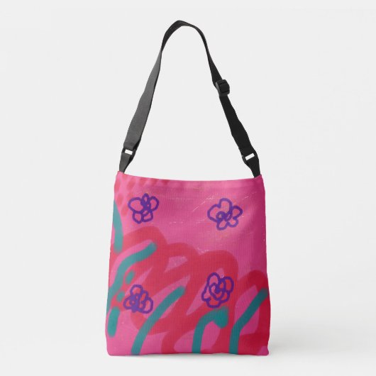 Funky Abstracte Bloemen Crossbody Tas (Achterkant)