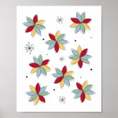 Funky Abstracte bloemen midden eeuw Modern Poster (Voorkant)