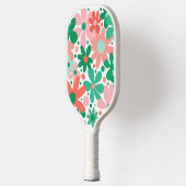 Funky, abstracte bloemetjes in roze, groen & koraa pickleball paddle (Links)