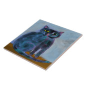 Funky Abstracte digitale kat schilderij Tegeltje (Zijkant)