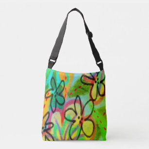Funky Abstracte Floral Art Crossbody Tas
