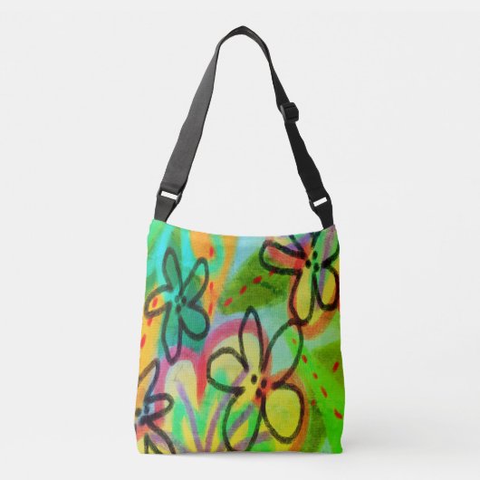 Funky Abstracte Floral Art Crossbody Tas (Voorkant)