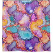 Funky Abstracte Geode Agaat Pattern Badkamer Douchegordijn (Voorkant)