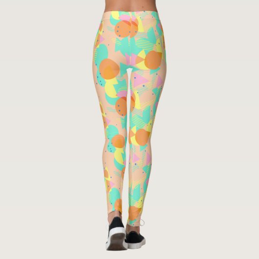 Funky Abstracte Geometric Hip 50s Pattern Leggings (Achterkant)