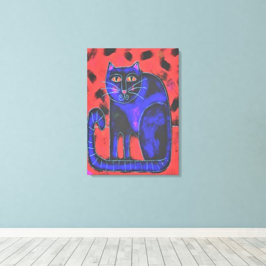 Funky Abstracte kat schilderen Canvas Afdruk (Insitu (Houten vloer))