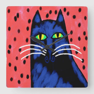 Funky Abstracte kat schilderen Vierkante Klok