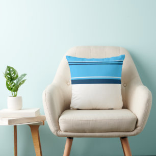 Funky Abstracte Kunst Licht Donkerblauw Wit Kussen