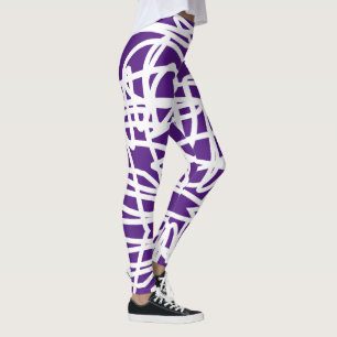 Funky Abstracte Kunst Witte Paarse Leggings