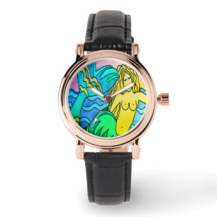 Funky Abstracte Mermaid Art Draag Horloge