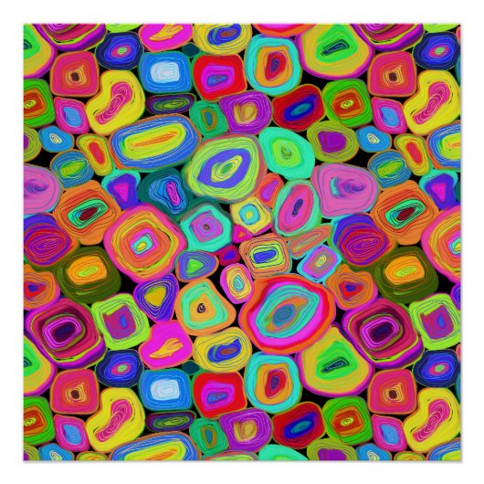Funky Abstracte olieverf cirkels Perfect Poster (Voorkant)