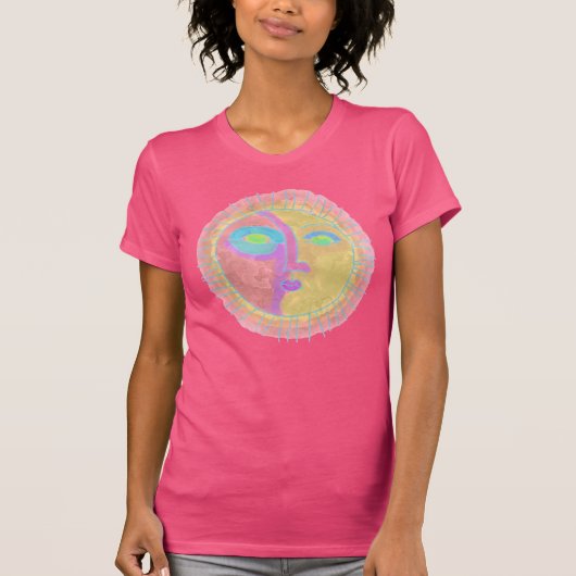 Funky Abstracte Sun Face Wearable Art T-shirt (Voorkant)