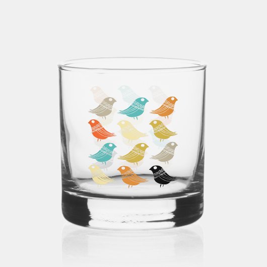 Funky Abstracte Vogels Midden Eeuw Deens Modern Whisky Glas (Achterkant)