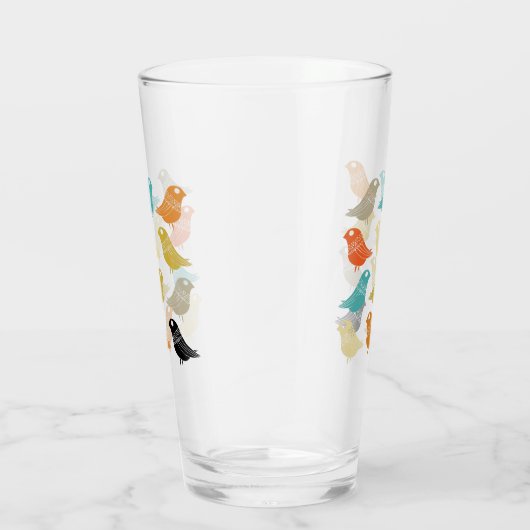 Funky Abstracte vogels midden eeuw Modern Glas (Rechts)