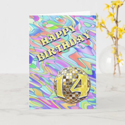 Funky abstrait 14 anniversaire carte (Fleur jaune)