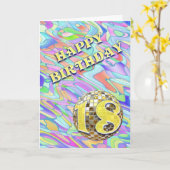 Funky abstrait 18 anniversaire carte (Fleur jaune)