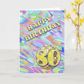 Funky abstrait 80 anniversaire carte (Fleur jaune)