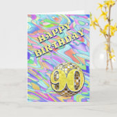 Funky abstrait 90 anniversaire carte (Fleur jaune)