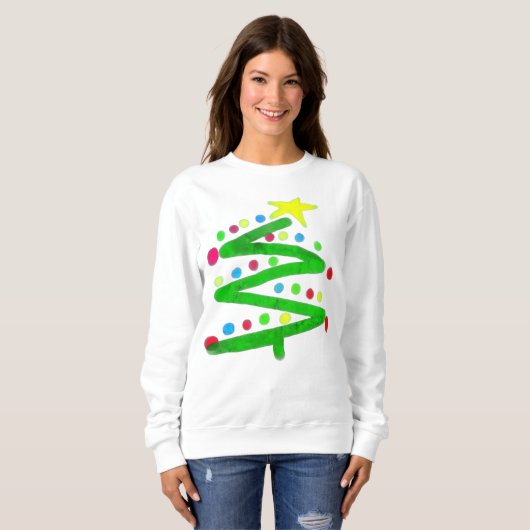 Funky Abstrait Art Christmas Tree Sweatshirt (Devant entier)