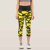 Funky Abstrait Art Yellow Black Leggings (Recto)