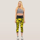 Funky Abstrait Art Yellow Black Leggings (Recto)