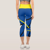 Funky Abstrait Art Yellow Blue Leggings (Verso)