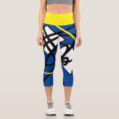 Funky Abstrait Art Yellow Blue Leggings (Recto)