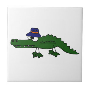 Funky Alligator Wearing Gevist Pet Cartoon Tegeltje