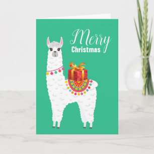 Funky Alpaca Kerstschattige lama Feestdagen Kaart