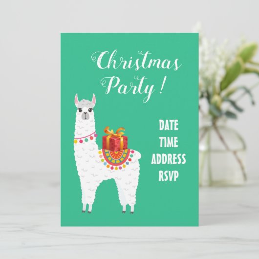 Funky Alpaca Kerstschattige lama Kaart (Staand voorkant)