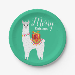 Funky Alpaca Kerstschattige lama Papieren Bordje