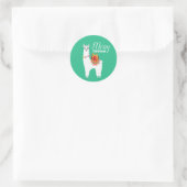 Funky Alpaca Kerstschattige lama Ronde Sticker (Tas)