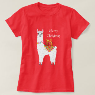 Funky Alpaca Kerstschattige lama T-shirt