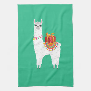 Funky Alpaca Kerstschattige lama Theedoek
