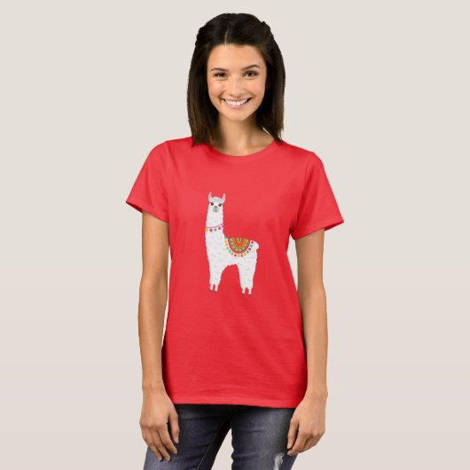 Funky Alpaca llama drama schattig dier T-shirt (Voorkant volledig)
