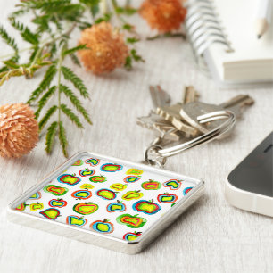 Funky appel waterkleur fruit ontwerp sleutelhanger