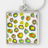 Funky appel waterkleur fruit ontwerp sleutelhanger (Voorkant)
