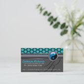 Funky Aqua Design Argent Style Café Carte de visit (Debout devant)