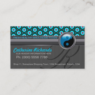 Funky Aqua Silver Design Style Café Cartes de vis