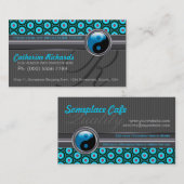 Funky Aqua Silver Design Style Cafe Visitekaartjes (Voorkant / Achterkant)